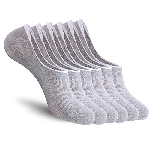 CozyWow 3 6 10 Paar Herren & Damen Füßlinge Baumwolle Unsichtbare Sneaker Socken Sportsocken mit Rutschfestem Silkon Grau x6 Gr.39-42 von CozyWow