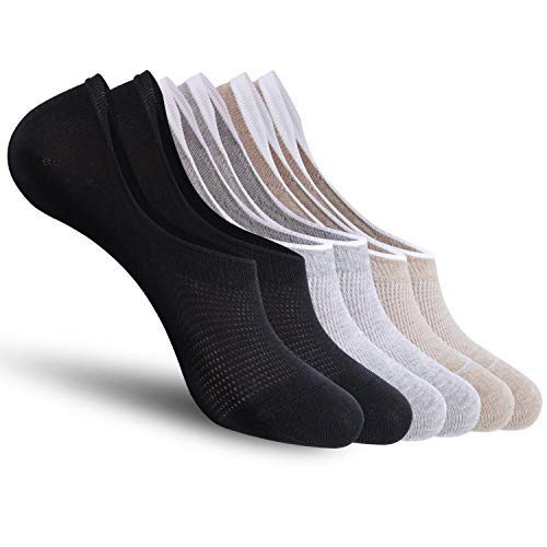 CozyWow 3 6 10 Paar Herren & Damen Füßlinge Baumwolle Unsichtbare Sneaker Socken Sportsocken mit Rutschfestem Silkon Schwarz x2+Grau x2+ Kahki x2 Gr.43-46 von CozyWow