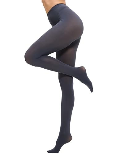 CozyWow Damen Strumpfhose 80D Elastisch blickdichte Hoch Taille über 30 Farben(Dunkelgrau,2XL-3XL) von CozyWow