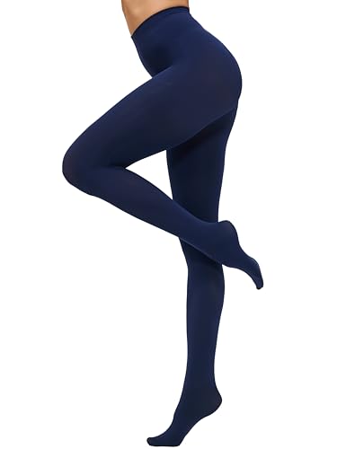 CozyWow Damen Strumpfhose 80D Elastisch blickdichte Hoch Taille über 30 Farben(Navy,2XL-3XL) von CozyWow