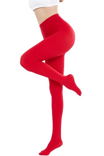 CozyWow Blickdicht Damen Strumpfhose Elastisch Semi Stützstrumpfhose in 25 Farben(Rot,L-XL) von CozyWow