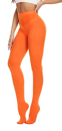 CozyWow Blickdicht Damen Strumpfhose Elastisch Semi Stützstrumpfhose in 25 Farben (Orange, M) von CozyWow