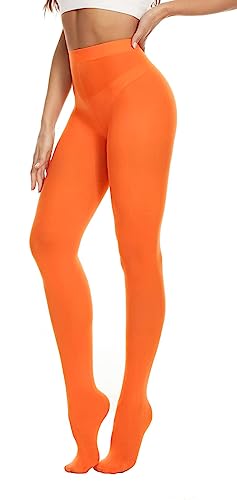 CozyWow Blickdicht Damen Strumpfhose Elastisch Semi Stützstrumpfhose in 25 Farben (Orange, S) von CozyWow