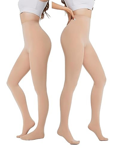 CozyWow Blickdicht Damen Strumpfhose Elastisch Semi Stützstrumpfhose in 25 Farben(2X Beige,L-XL) von CozyWow