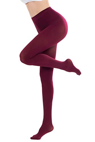 CozyWow Blickdicht Damen Strumpfhose Elastisch Semi Stützstrumpfhose in 25 Farben(Weinrot,S) von CozyWow
