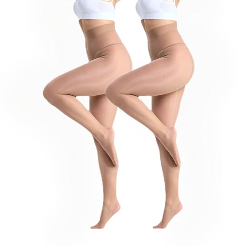 CozyWow Damen Sexy Ölige Glänzende Strumpfhose 15D Seidenglatt Feinstrumpfhose Reißfest Transparent mit Hohe Taille 2X Dunkelbeige M-L CozyWow Damen Sexy Ölige Glänzende Strumpfhose 15D Seidenglatt Feinstrumpfhose Reißfest Transparent mit Hohe Taille 2X Dunkelbeige M-L von CozyWow