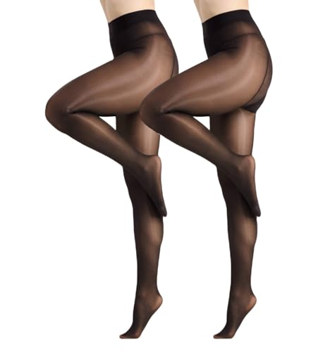 CozyWow Damen Sexy Ölige Glänzende Strumpfhose 15D Seidenglatt Feinstrumpfhose Reißfest Transparent mit Hohe Taille 2X Schwarz XL-XXL CozyWow Damen Sexy Ölige Glänzende Strumpfhose 15D Seidenglatt Feinstrumpfhose Reißfest Transparent mit Hohe Taille 2X Schwarz XL-XXL von CozyWow
