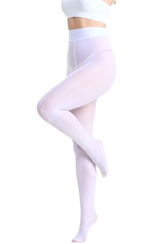 CozyWow Damen Sexy Ölige Glänzende Strumpfhose 15D Seidenglatt Feinstrumpfhose Reißfest Transparent mit Hohe Taille Weiß XL-XXL CozyWow Damen Sexy Ölige Glänzende Strumpfhose 15D Seidenglatt Feinstrumpfhose Reißfest Transparent mit Hohe Taille Weiß XL-XXL von CozyWow