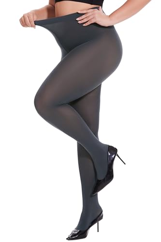 CozyWow Damen Strumpfhose Elastisch Semi-Blickdicht Strumpfhosen Plus Größen XL-XXL Dunkelgrau XXL CozyWow Damen Strumpfhose Elastisch Semi-Blickdicht Strumpfhosen Plus Größen XL-XXL Dunkelgrau XXL von CozyWow