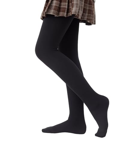 CozyWow Mädchen Thermo Strumpfhose Winter Gefüttert Tanzstrumpfhose mit warmem Fleece, warm bis zu den Füßen Schwarz 4-6 Jahre von CozyWow