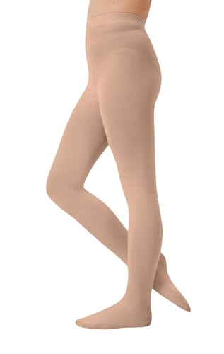 CozyWow Strumpfhose mädchen Halb-blickdichte Ballett Strumpfhose Microfaser Tanzstrumpfhose mit Fuß Naturfarbe 8-10 Jahre von CozyWow
