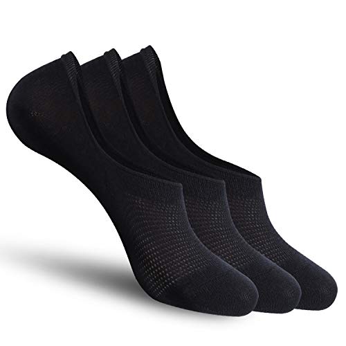 CozyWow 3 6 10 Paar Herren & Damen Füßlinge Baumwolle Unsichtbare Sneaker Socken Sportsocken mit Rutschfestem Silkon Schwarz x3 Gr.35-38 von CozyWow