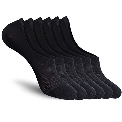 CozyWow Unisex Unsichtbare Socken Rutschfest von der Ferse Sneaker Socken set, 6x Schwarz, Gr.- 43 - 46 von CozyWow