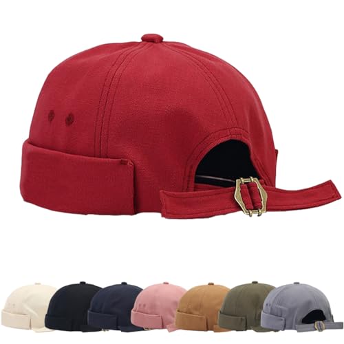 Cotton Docker Cap Herren Verstellbar Seemannsmütze Cap Ohne Schirm Retro Brimless Hat Rolled Herren Dockercap Dockermütze Fischermütze Hafenmütze Cap Mütze von Cozyan
