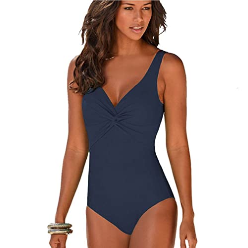 Cozyan Damen Badeanzug v Ausschnitt Einteilige Badeanzug Bandeau Monokini Figurformende Verstellbarer Schultergurt Badeanzüge Falten Bademode Schwimmanzug von Cozyan