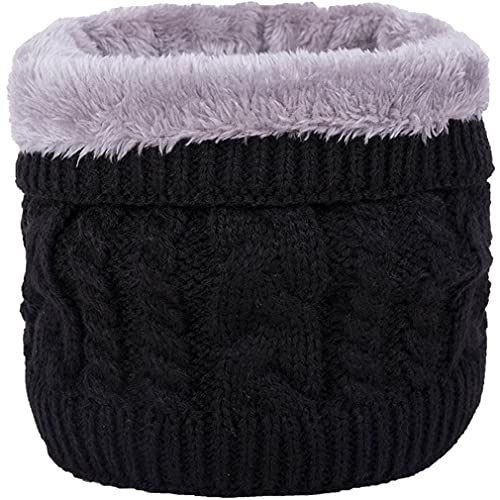 Cozyan Halswärmer Loop Schal Fleecefutter Schal herren Winter Loop Schal Schlauchschal Warm Dick Nackenwärmer Halswärmer Strick Halstuch Buff Schal Fleece Winter Schal (Schwarz) von Cozyan