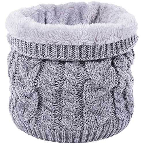 Cozyan Halswärmer Loop Schal Fleecefutter Schal herren Winter Loop Schal Schlauchschal Warm Dick Nackenwärmer Halswärmer Strick Halstuch Buff Schal Fleece Winter Schal (hellgrau) von Cozyan