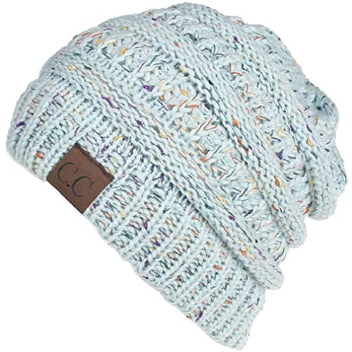 Cozyan Slouch Besnie Ponytail Hat Gefütterte Strickmütze für Haar warm Wintermütze Herren Damen Winter Strickmütze Beanie Wollmütze von HansaFarm (blau) von Cozyan