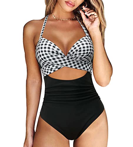 Damen Badeanzug Monokini Bauchweg Schlankheits Badeanzug V Ausschnitt Damen Badeanzug Badeanzüge Einteilige Bauchweg Bademode Swimsuit One Piece Push Up Badeanzüge von Cozyan