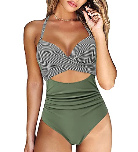 Damen Badeanzug Monokini Bauchweg Schlankheits Badeanzug V Ausschnitt Damen Badeanzug Badeanzüge Einteilige Bauchweg Bademode Swimsuit One Piece Push Up Badeanzüge von Cozyan