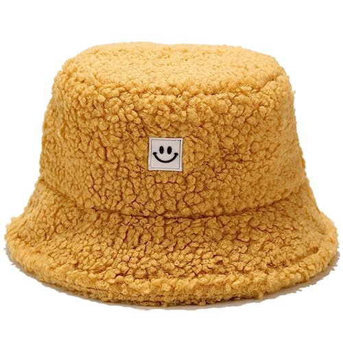Damen Plüsch Fischerhut Wintermütze Flauschige Bucket Hat Warme Anglerhut Winter Fischerhut Damen Kunstpelz Bucket Cap Warme Mütze mit breiter Krempe Flauschige Mütze von Cozyan