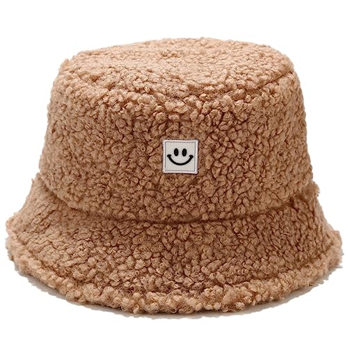Damen Plüsch Fischerhut Wintermütze Flauschige Bucket Hat Warme Anglerhut Winter Fischerhut Damen Kunstpelz Bucket Cap Warme Mütze mit breiter Krempe Flauschige Mütze von Cozyan