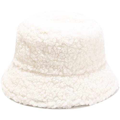 Damen Plüsch Fischerhut Wintermütze Flauschige Bucket Hat Warme Anglerhut Winter Fischerhut Damen Kunstpelz Bucket Cap Warme Mütze mit breiter Krempe Flauschige Mütze von Cozyan