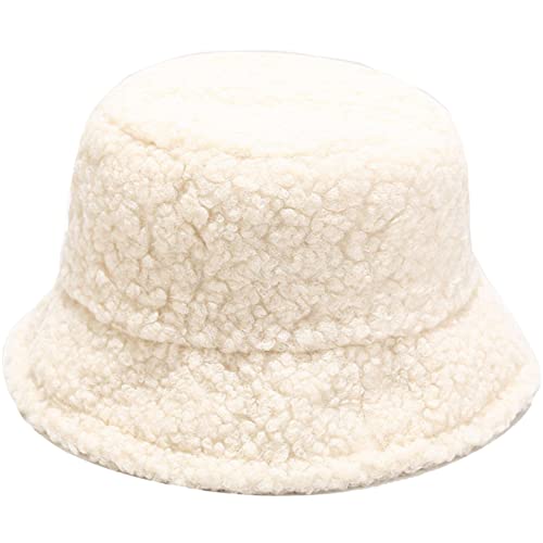 Damen Plüsch Fischerhut Wintermütze Flauschige Bucket Hat Warme Anglerhut Winter Fischerhut Damen Kunstpelz Bucket Cap Warme Mütze mit breiter Krempe Flauschige Mütze von Cozyan