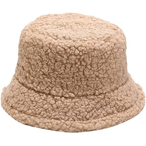 Damen Plüsch Fischerhut Wintermütze Flauschige Bucket Hat Warme Anglerhut Winter Fischerhut Damen Kunstpelz Bucket Cap Warme Mütze mit breiter Krempe Flauschige Mütze von Cozyan