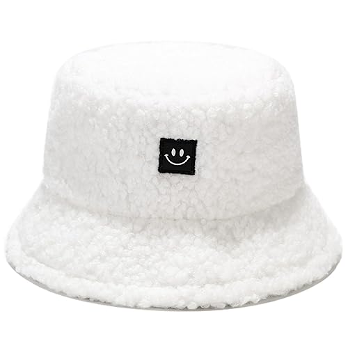 Damen Plüsch Fischerhut Wintermütze Flauschige Bucket Hat Warme Anglerhut Winter Fischerhut Damen Kunstpelz Bucket Cap Warme Mütze mit breiter Krempe Flauschige Mütze von Cozyan