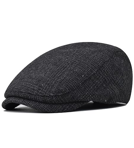 Herren Schiebermmütze Newsboy Baskenmütze Herringbone Flatcap Mütze Barett Cap Warme Herren Gatsby Kappen Barett Cap Herren Schiebermütze chirmmütze Gatsby Schirmmütze Newsboy Flat Cap von Cozyan