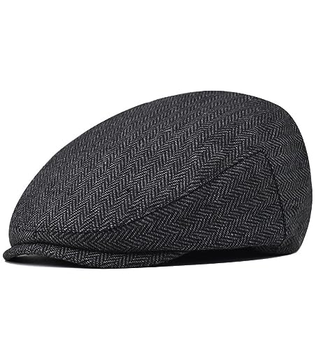 Herren Schiebermmütze Newsboy Baskenmütze Herringbone Flatcap Mütze Barett Cap Warme Herren Gatsby Kappen Barett Cap Herren Schiebermütze chirmmütze Gatsby Schirmmütze Newsboy Flat Cap von Cozyan
