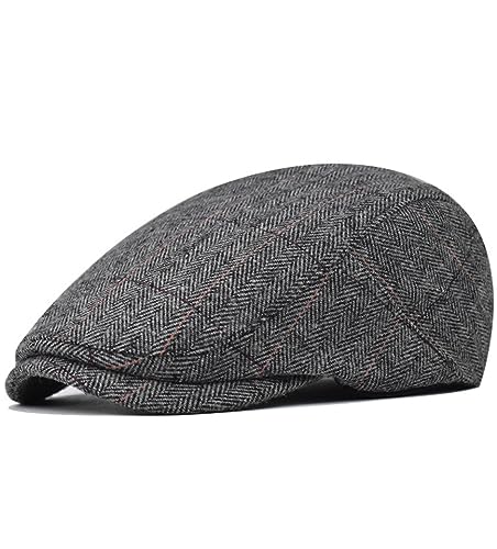 Herren Schiebermmütze Newsboy Baskenmütze Herringbone Flatcap Mütze Barett Cap Warme Herren Gatsby Kappen Barett Cap Herren Schiebermütze chirmmütze Gatsby Schirmmütze Newsboy Flat Cap von Cozyan