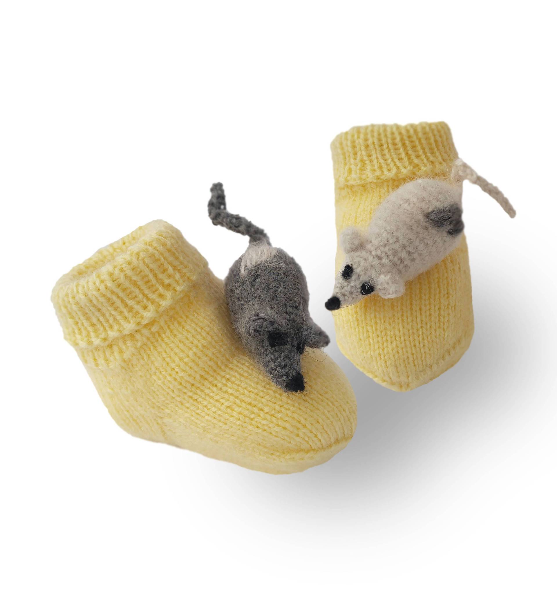Babysocken Gestrickte Lustige Mäusesocken Babyparty Süße Maus Gelbe Handgemachte Socken von Cozychic99