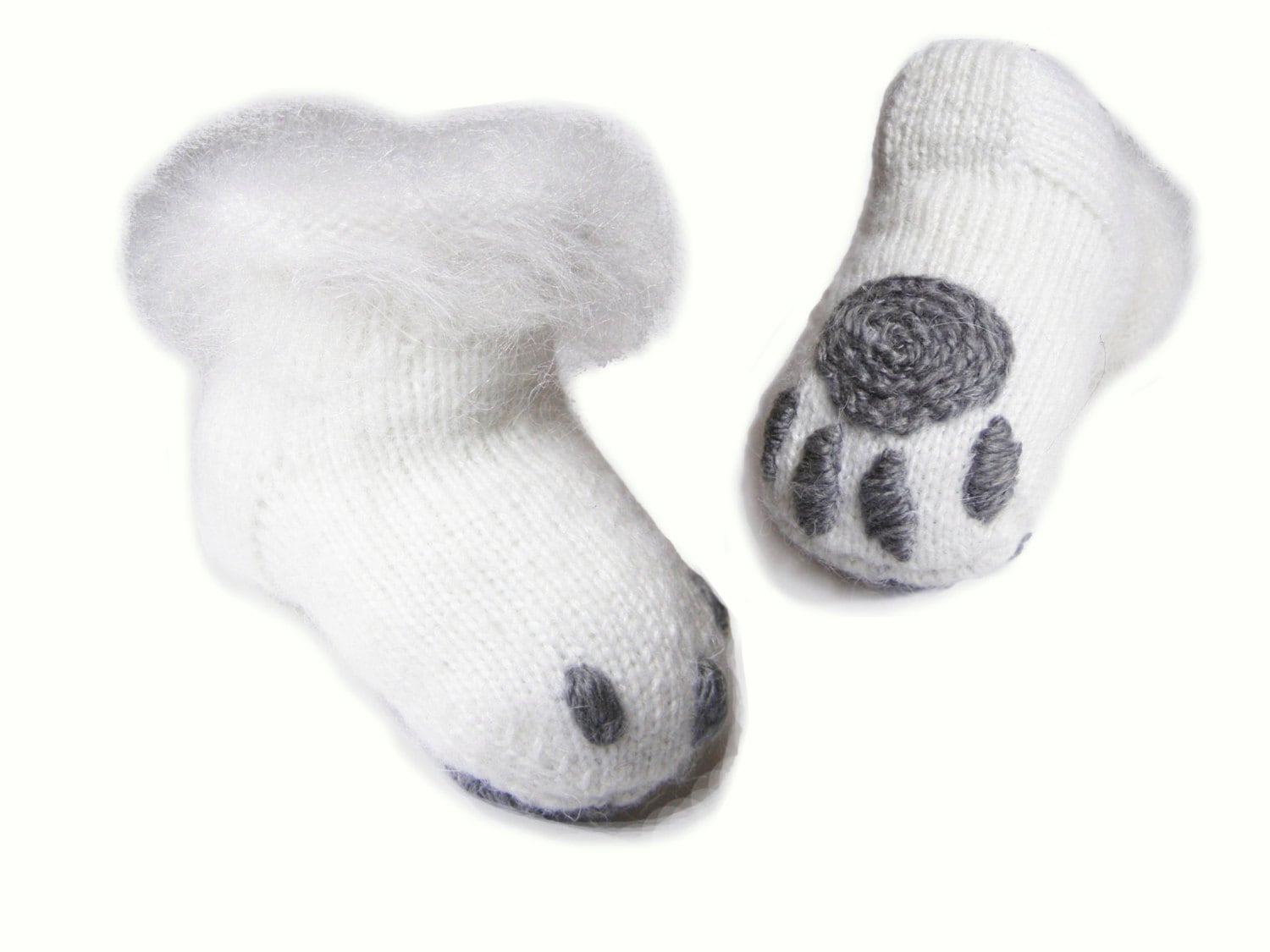 Babysocken Weiche Babyschuhe Handgestrickte Socken Weiße Kätzchen Pfoten Booties Baby-Dusche-Geschenk Baby-Geschenk von Cozychic99