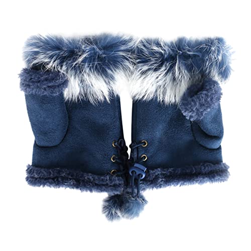 Cozylkx Fingerlose Damen Handschuhe Aus Kunstkaninchenfell, Halbfinger Fäustlinge Für Damen, Handgelenk Händewärmer Mit Verstellbarem Gummiband von Cozylkx