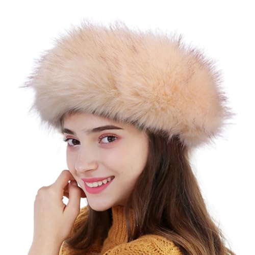 Cozylkx Flauschige Plüsch-Stirnbänder, Winter, Warm, Ohrenwärmer, Ohrenschützer, Russischer Stil, Stirnband, Mütze Für Damen von Cozylkx