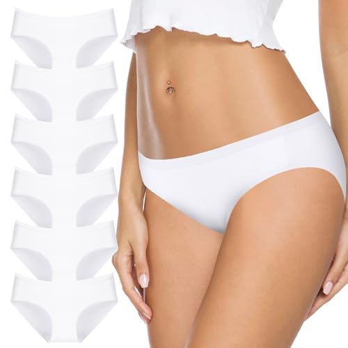 Cozyroam Unterhosen Damen Baumwolle, 6er Pack Atmungsaktive Frauen Unterwäsche Basic Bequeme Hipster Slips Weich Panties, Mehrpack von Cozyroam