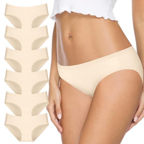 Cozyroam Unterhosen Damen Baumwolle, 6er Pack Atmungsaktive Unterwäsche Frauen Basic Bequeme Hipster Slips Damen Weich Panties Stretch Women Underwear Mehrpack von Cozyroam