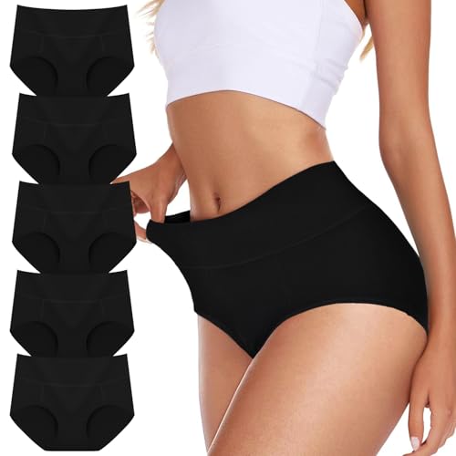Cozyroam Unterhosen Damen Baumwolle 5er Pack Hohe Taille Unterwäsche Stretch Bauchweg Panties für Frauen Hipster Atmungsaktives Slips Weich Pantys Mehrpack, S von Cozyroam