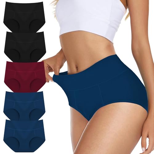 Cozyroam Unterhosen Damen Baumwolle 5er Pack Hohe Taille Unterwäsche Stretch Bauchweg Panties für Frauen Hipster Atmungsaktives Slips Weich Pantys Mehrpack von Cozyroam