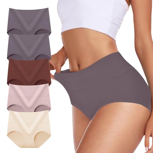 Cozyroam Unterhosen Damen Baumwolle 5er Pack Hohe Taille Unterwäsche Stretch Bauchweg Panties für Frauen Hipster Atmungsaktives Slips Weich Pantys Mehrpack von Cozyroam