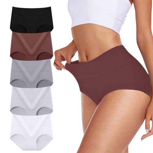 Cozyroam Unterhosen Damen Baumwolle 5er Pack Hohe Taille Unterwäsche Stretch Bauchweg Panties für Frauen Hipster Atmungsaktives Slips Weich Pantys Mehrpack von Cozyroam