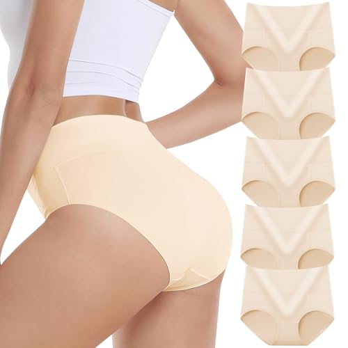 Cozyroam Unterhosen Damen Baumwolle 5er Pack Hohe Taille Unterwäsche Stretch Bauchweg Panties für Frauen Hipster Atmungsaktives Slips Weich Pantys Mehrpack von Cozyroam