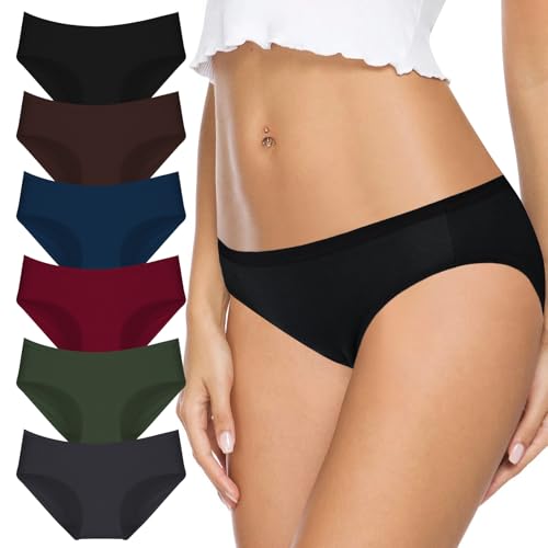Cozyroam Unterhosen Damen Baumwolle 6er Pack Stretch Niedrige Taille Slips Damen Atmungsaktive Unterwäsche Frauen Basic Bequeme Hipster Pantys Weich Panties Women Underwear Mehrpack von Cozyroam