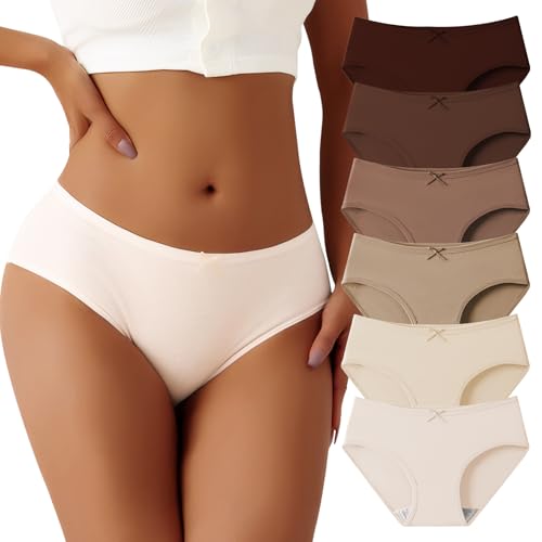 Cozyroam Unterhosen Damen Baumwolle 6er-Pack Hipster Slips Niedrige Taille & Stretch Unterwäsche Frauen Atmungsaktive Bequeme Panties Basic Weich Pantys Mehrpack von Cozyroam