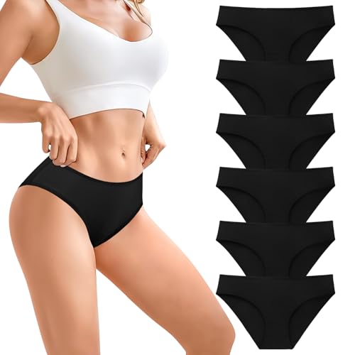 Cozyroam Unterhosen Damen Baumwolle Stretch Slips 6er Pack Atmungsaktive Unterwäsche Frauen Basic Bequeme Hipster Slips Damen Weich Panties Women Underwear Mehrpack von Cozyroam