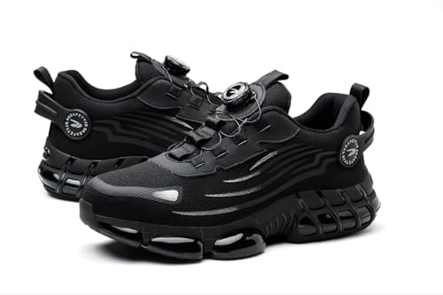 Cozzmats Arbeitsschuhe Sicherheitsschuhe Herren Damen Stahlkappen Anti-Smashing Leicht Sportlich Atmungsaktiv Selbsthemmend Schnellverschluss Mode Schutzschuhe 36-46 EU (Schwarz 678,40) von Cozzmats