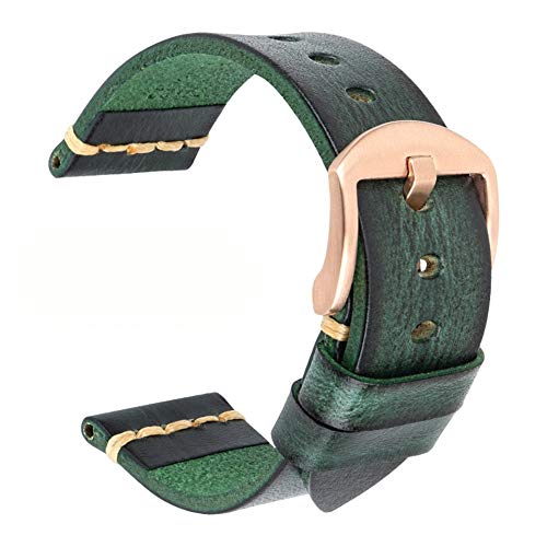 Lederband Uhrenarmband 18mm 20mm 22mm 24mm Uhrenarmband-Handgelenk-Armband-Grün Roes, 21mm von Cplly