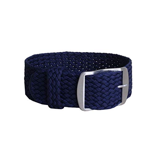 Solid Color Perlon Woven Nylon-Uhrenarmband 16mm 18mm 20mm 22mm Armband Stoff gewebt Armband Band Schnalle Gürtel Schwarz Blau Uhrenarmband Dunkelblau,16mm von Cplly